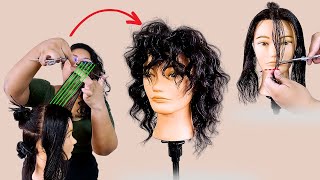 Como hacer un corte shaggy fácil Perfecto para cabello lacio ondulado y rizado [upl. by Deppy]