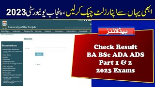 Check Result of BA BSc ADA ADS 2023 Exams  Punjab University Result 2023 [upl. by Garvy]