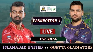 ISLAMABAD UNITEDS vs QUETTA GLADIATORS PSL 2024 ELIMINATOR MATCH LIVE  LQ vs QG LIVE SCORES  TOSS [upl. by Phelgon]