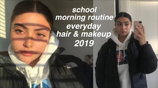 School Morning Routine 2019  Everyday Makeup  Hair [upl. by Enomrej]