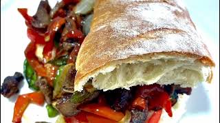 Roasted venison with vegetables bacon and BBQ sauce in homemade baguette [upl. by Starla]