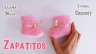 Escarpines zapatitos de bebe a crochet ganchillo paso a paso [upl. by Akiemaj]