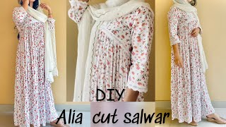 DIYalia cut salwar Yoke pleated designer Kurthanaachusworld cuttingandstitching [upl. by Elleuqar]