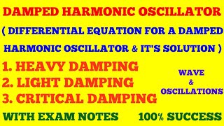 DAMPED HARMONIC OSCILLATOR  HIGHLY DAMPED CRITICALLY DAMPED LIGHTLY DAMPED  WITH EXAM NOTES [upl. by Ettenej664]