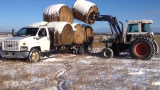 Hauling hay in the snow [upl. by Stannwood]