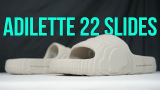 ADIDAS ADILETTE 22 SLIDES  Unboxing review amp on feet [upl. by Lonergan]