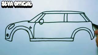 How to Draw Mini Cooper Sports Car Easy Cars Drawing  Mini CooperCara Menggambar Mobil Sport [upl. by Gaulin]