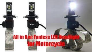 All in One Fanless LED Headligh Bulb H4 with Copper Braid for Motorcycle [upl. by Kina]