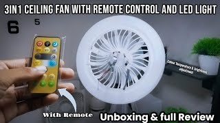 3in1 Ceiling Fan with Remote Control and LED Light Unboxing amp Full Review unboxing review asmr [upl. by Myrtie]