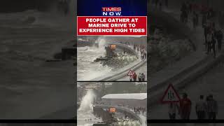 Mumbai People Gather At Marine Drive To Experience High Tides  Watch shorts [upl. by Eggett]