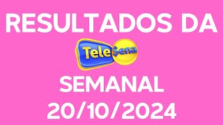 RESULTADOS DA TELE SENA SEMANAL ROSA DE 20 10 2024 [upl. by Eidorb55]