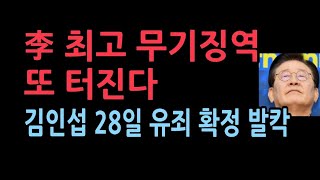 이재명 줄줄이 사탕11월 28일 대법원 김인섭 징역 5년 확정 李백현동 배임 최고 무기징역 결정타 [upl. by Risan]