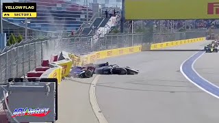 Matsushita amp Mazepin Big Crash 2019 F2 Russia Race 2 [upl. by Grekin357]