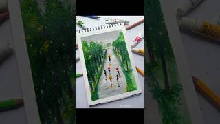 Water colour rainy day 💦🥰shorts youtubeshort shortfeed shortvideo shortviral rainydaylandscape [upl. by Talia]