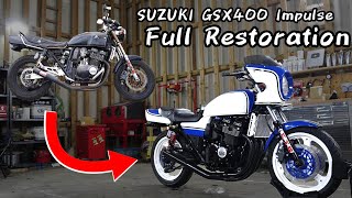 【総集編】雨晒しの不動車「SUZUKI GSX400 インパルス」をフルレストアして新車並みに復活させる！ [upl. by Aiuqal]