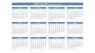 2025 Calendar with ISO week numbers [upl. by Ahsap]