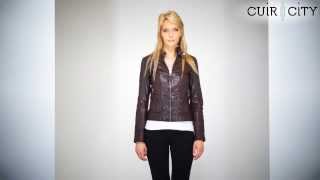 Veste Cuir Femme Oakwood Violette  Lali Prune [upl. by Ielirol]