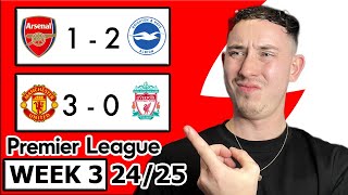 PREMIER LEAGUE GAMEWEEK 3 SCORE PREDICTION 2024  MANCHESTER UNITED VS LIVERPOOL ARSENAL VS BRIGHTON [upl. by Siskind]