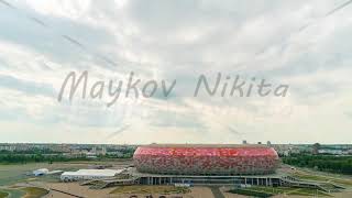 Saransk Russia Mordovia Arena  football stadium in Saransk Sunny day with clouds Panning with c [upl. by Marx987]