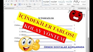 Kolay İçindekiler Tablosu Oluşturma Word örnek dosyalar açıklama kısmında [upl. by Sido]