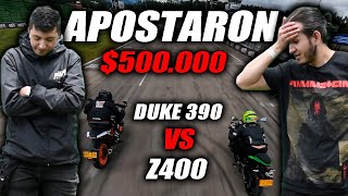 APOSTARON 500000🤑🤑 Z400 🆚 DUKE 390NG🔥Fullgass Cuarto de milla Drag Race [upl. by Airamak831]