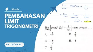 Pembahasan Limit cosec2 2x  14x2 [upl. by Lauro968]