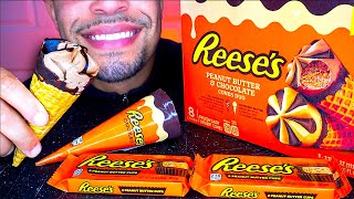 ASMR Reeses Ice Cream Cone Peanut Butter Chocolate Cups Eating Mouth Sounds No Talking Jerry Candy [upl. by Huttan495]