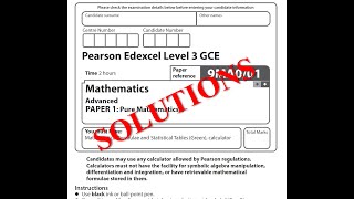 A Level Maths 2022 Edexcel Pure 2 Pure  COMPLETE SOLUTIONS [upl. by Forward]