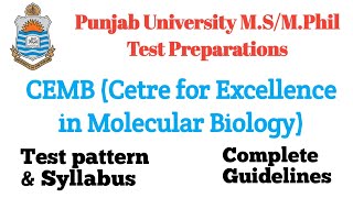 CEMB Punjab University MSMPhil test preparation syllabus test pattern  Molecular Biology [upl. by Acinom541]