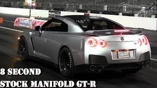 GTR Record  1st 8 second stock manifold GTR  89  159 mph  14 mile Drag Video  Road Test ® [upl. by Adiraf]