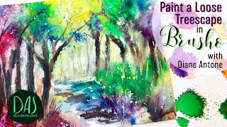 Explore Brusho  tips on using Brusho  Easy Fun Watercolor Landscape with Magical Trees [upl. by Ermine]