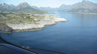 Wideroe Dash 8 cockpit view landing at Svolvær Helle [upl. by Schwartz865]