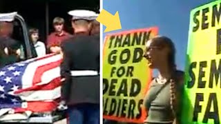 Westboro Baptist Church Riots A Marine Funeral Gets Greeted By Bikers [upl. by Assirolc]