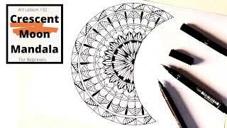 How to draw a Simple and Easy Crescent Moon Mandala for Beginners [upl. by Sami]