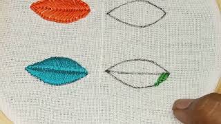 4 Types Of Leaves Embroidery Tutorial  Basic Hand Embroidery Leaves  Leaf Embroidery Stitches [upl. by Luhar254]