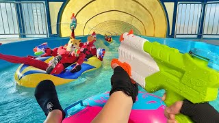 Nerf War  Water Park amp SPA Battle 9 Nerf First Person Shooter [upl. by Ennaej201]