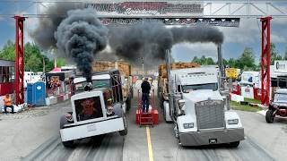 3000HP Semi Trucks vs 120000 Pound Trailers  DRAG RACING Great Lakes Big Rig Challenge [upl. by Bhayani]