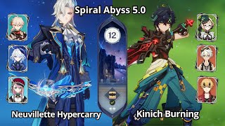 C0 Neuvillette Hyperfreeze amp C0 Kinich Burning  Spiral Abyss 50 Floor 12 Genshin Impact [upl. by Lahcim]