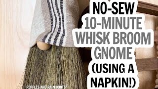 Fall Whisk Broom Gnome  Fall Gnome DIY  No Sew Fall Gnome  Autumn Gnome Craft  Gnome Broom Beard [upl. by Harvie]