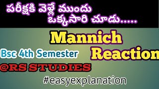 Mannich Reaction Mechanism bsc semester4easy explanation పరీక్షకి వెళ్లే ముందు చూడు [upl. by Lerak]