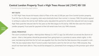 Case Law Contractpromissory estoppel Central London Property Trust v High Trees House Ltd 1947 [upl. by Minda]