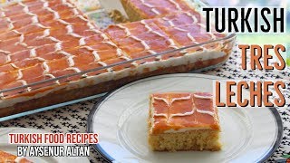 Turkish Trileche Tres Leches Cake  Milk Cake With Caramel Sauce Using Fresh Cream Healthy [upl. by Ayila]