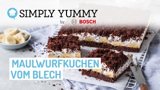 😍🍌 Maulwurfkuchen vom Blech einfach selber backen  SIMPLY YUMMY Rezepte [upl. by Ardnahsal606]