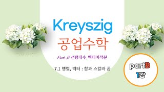 이얼 대학수학 Kreyszig 공업수학 partB 제1강 71절 행렬 벡터  합과 스칼라 곱 [upl. by Aihtnamas454]