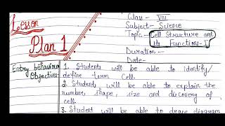 Micro lesson plan1Pedagogy of ScienceTopicCell structure and its functionsPart 1👉Class 8th [upl. by Iow]