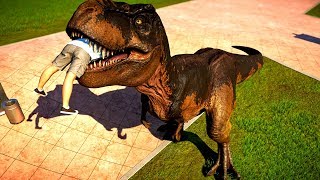 Jurassic World Evolution T Rex amp Spinosaurus Breakout amp Fight  Dinosaurs Fighting [upl. by Ailuy]