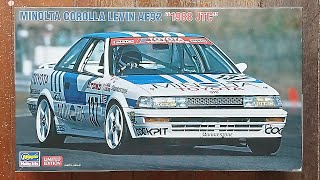 Hasegawa 124 Minolta Toyota Corolla Levin AE92 quot1988 JTCquot  Plastic Model Kit Unboxing [upl. by Hershell]