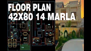 AutoCAD Plan 82X80 14 MARLA PLOT  AutoCAD for beginners [upl. by Aicissej]