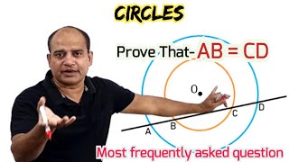 If a line intersects two concentric circles with centre O at A B C and D prove that AB  CD [upl. by Stoops]