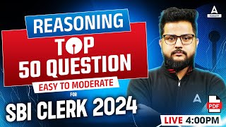 SBI Clerk Reasoning 2024  Reasoning 50 Questions Easy To Moderate  By Shubham Srivastava [upl. by Royo49]